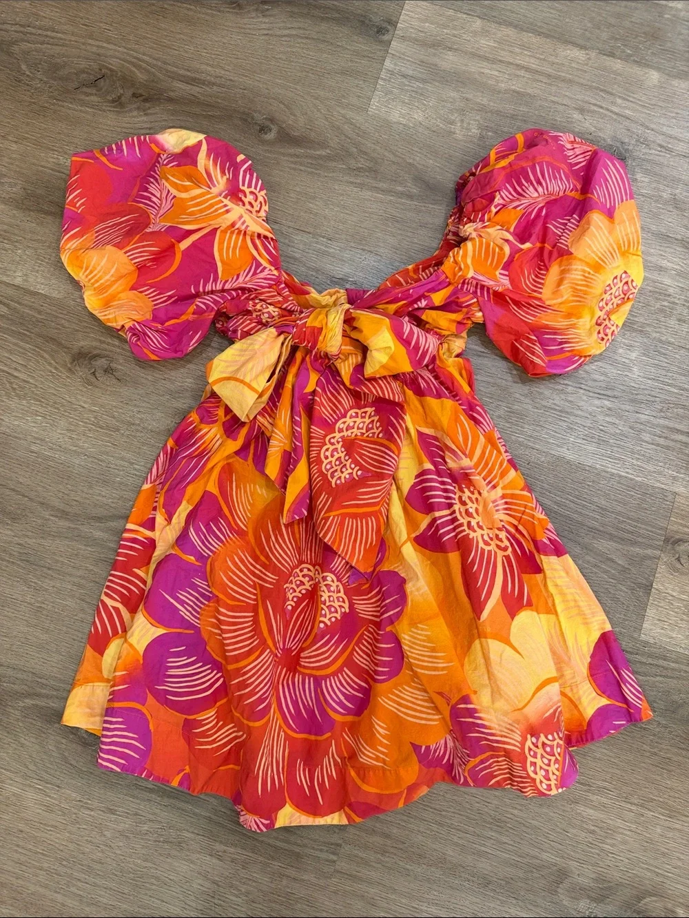 FARM Rio Pink & Orange Summer Garden Mini Dress